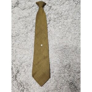 Vintage tie SNAPPER Snap on Clip on Classic Olive Green Polyester 70s w/tie tack